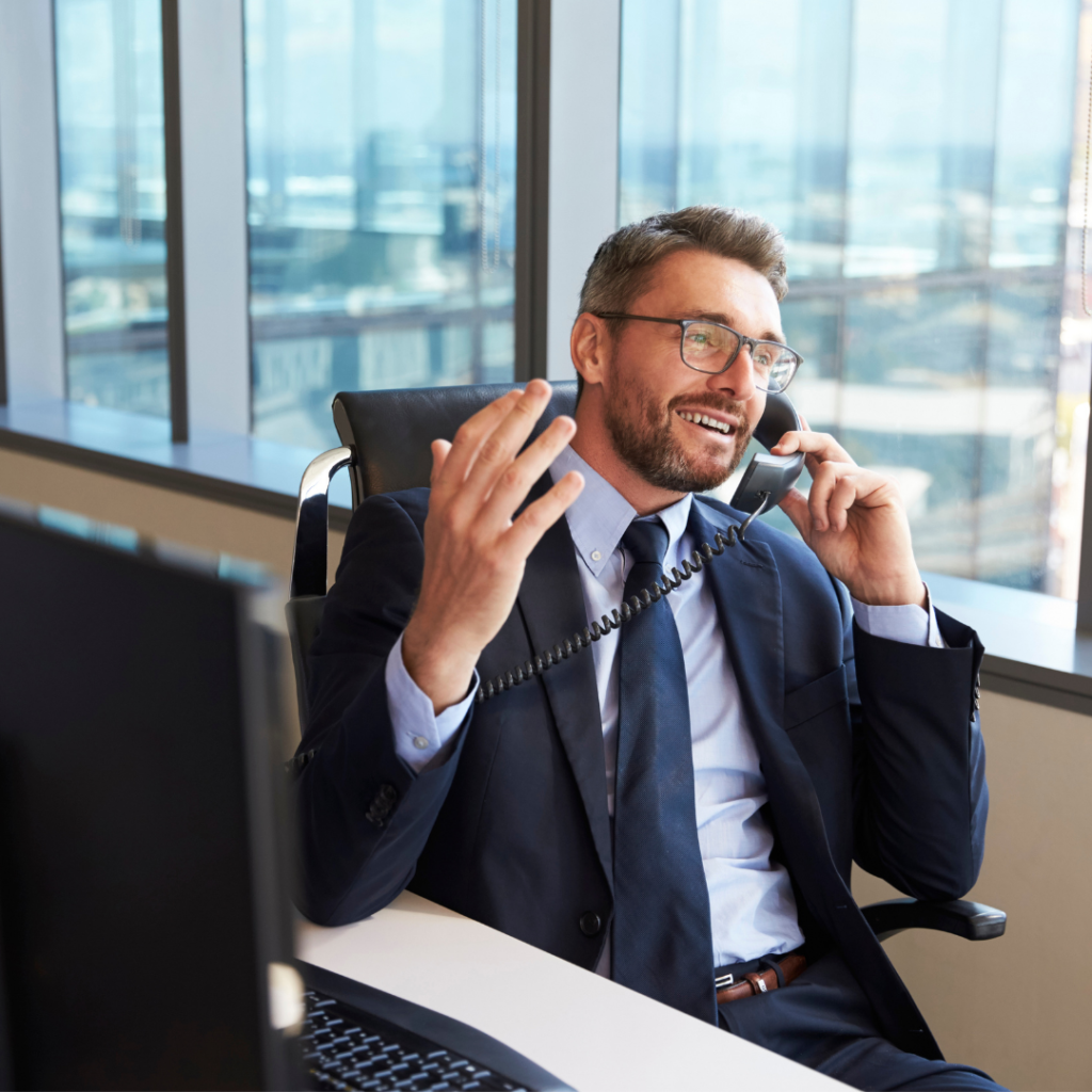 Business owner using a telecoms system